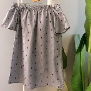 Blue Off-the-shoulder Dress